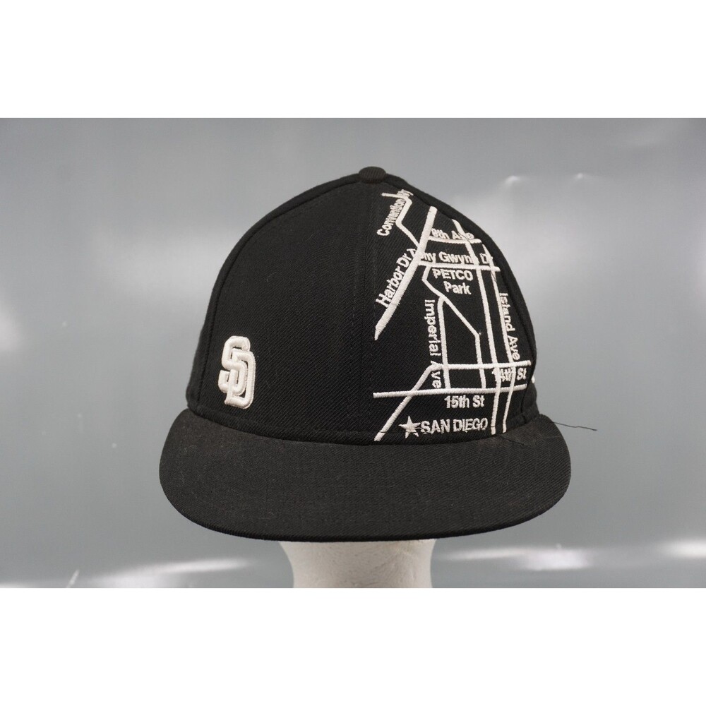 SD Collection Black SD Map Hat San Diego Padres New Era 59FIFTY Fitted 7 1/8